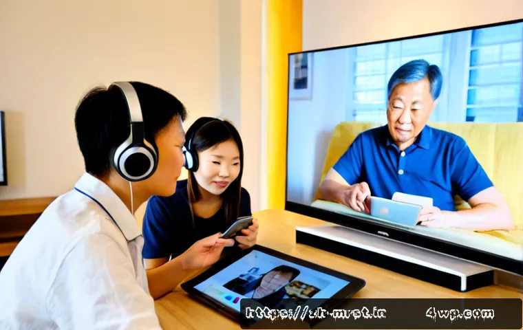 세대별 콘텐츠 소비 패턴 분석 - Photorealistic multi-generational Chinese family in a bright modern living room, teenager watching s...