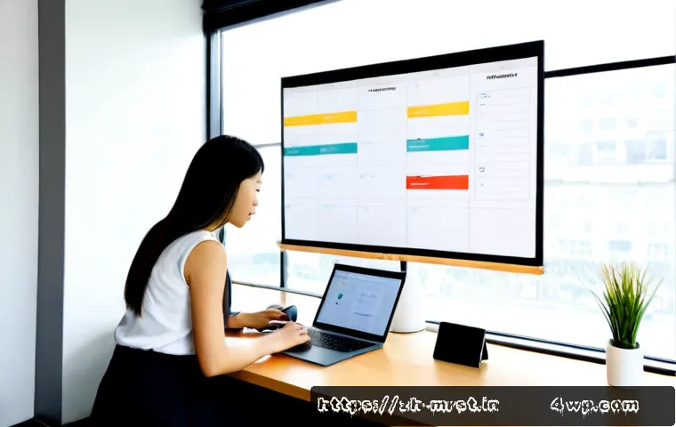 효율적인 콘텐츠 배포 전략 수립 - Photorealistic marketing strategist at a clean modern desk, arranging blank color-coded content card...